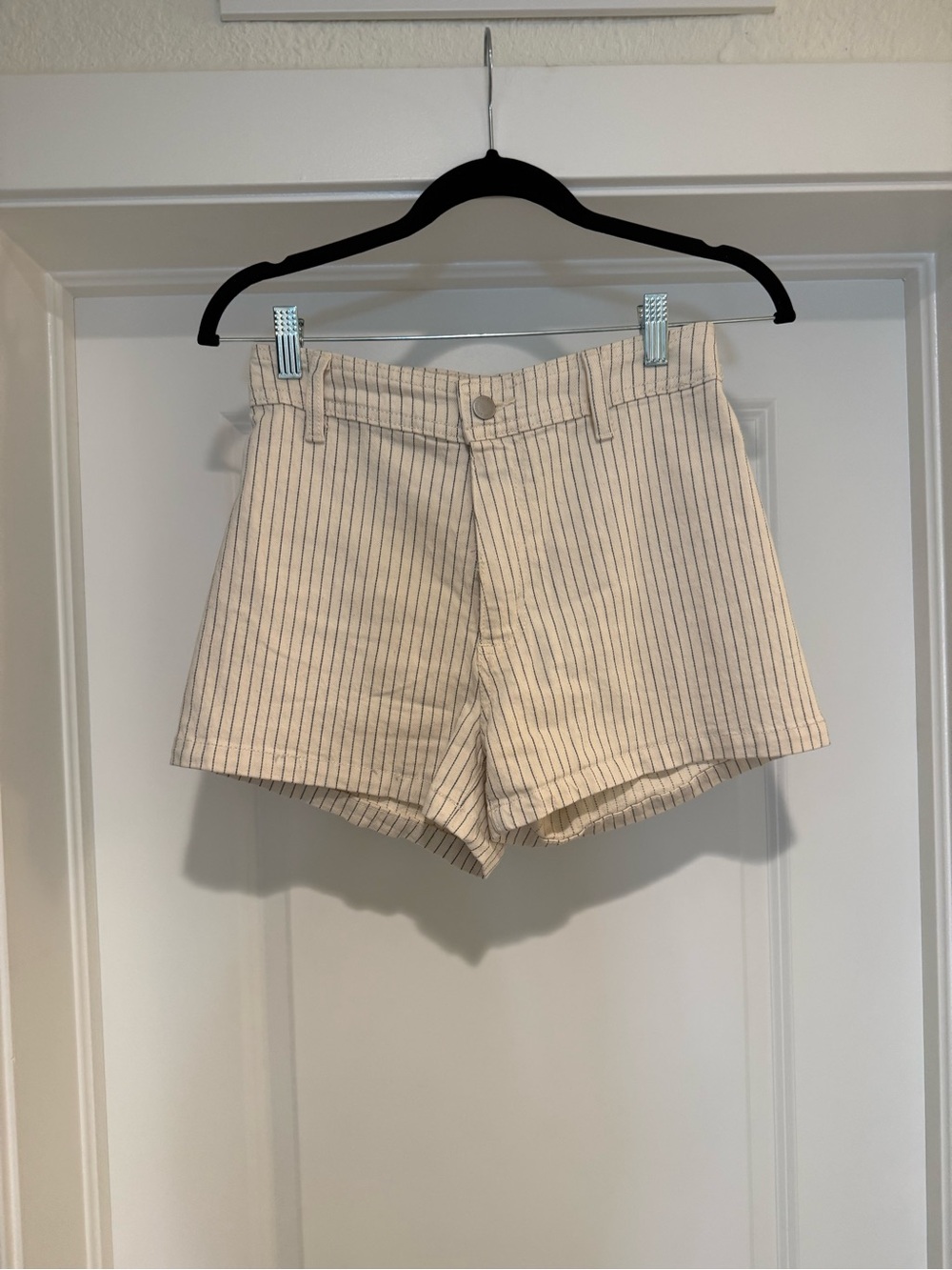 Universal Thread Cream Pinstripe High-Rise Shorts